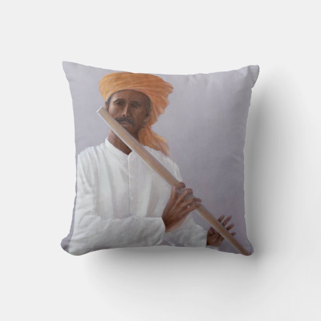 Flute Player Throw Pillow (Front)