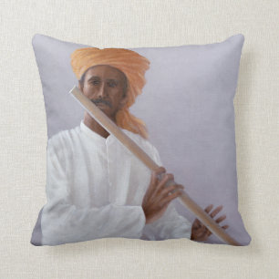 Flute Player Throw Pillow