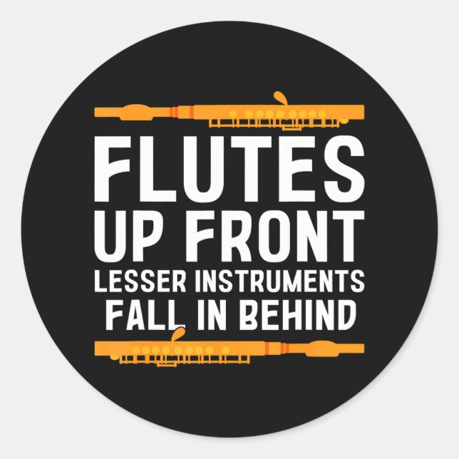 Flute Player Woodwind Instrument Musical Flutist Classic Round Sticker (Front)