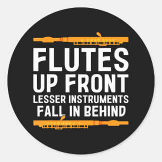 Flute Player Woodwind Instrument Musical Flutist Classic Round Sticker