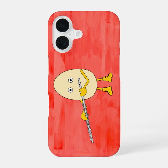 Flute Playing Egghead iPhone 16 Case (Back)