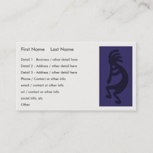 Flute Playing Kokopelli Figure - Black on Blue Business Card