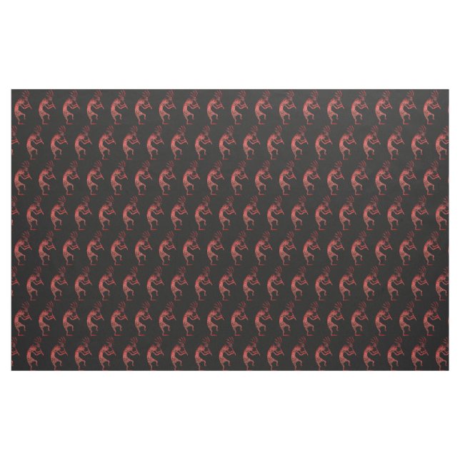 flute-playing kokopelli on black fabric (Yard)