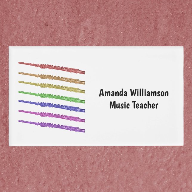 Flute Rainbow Colourful Personalize Name Tag (A name tag with a colorful flute pattern and text you can customize!)