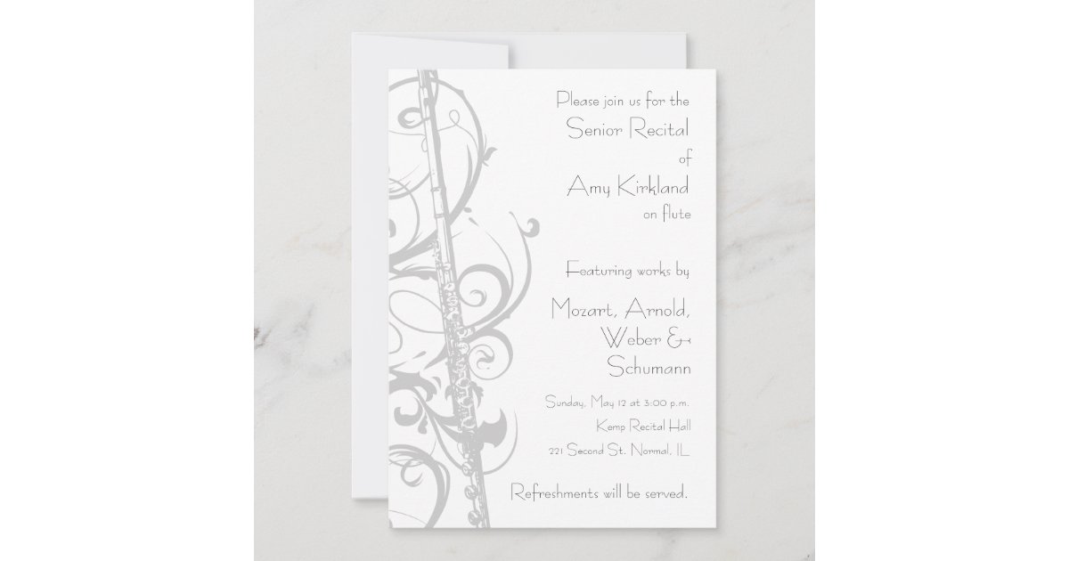 Flute Recital Invitation Zazzle.ca