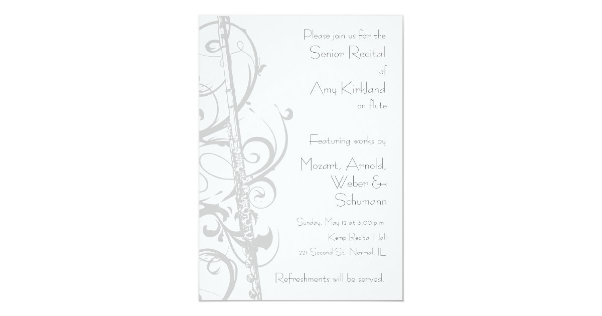 Flute Recital Invitation Zazzle.ca