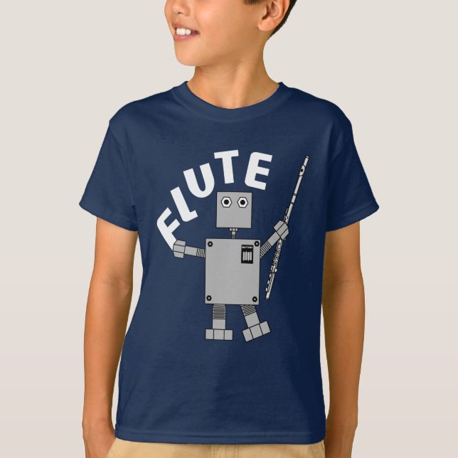 Flute Robot Text T-Shirt (Front)