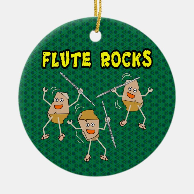 Flute Rocks Ceramic Ornament (Front)