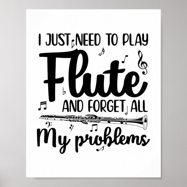 Flute Sayings | Musical Instrument Hobby Gift Poster (Front)