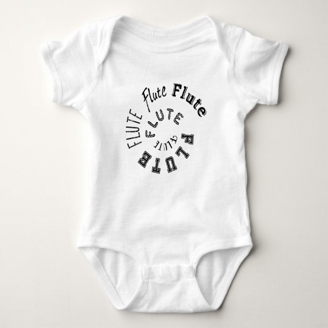 Flute Spiral Text Baby Bodysuit (Front)