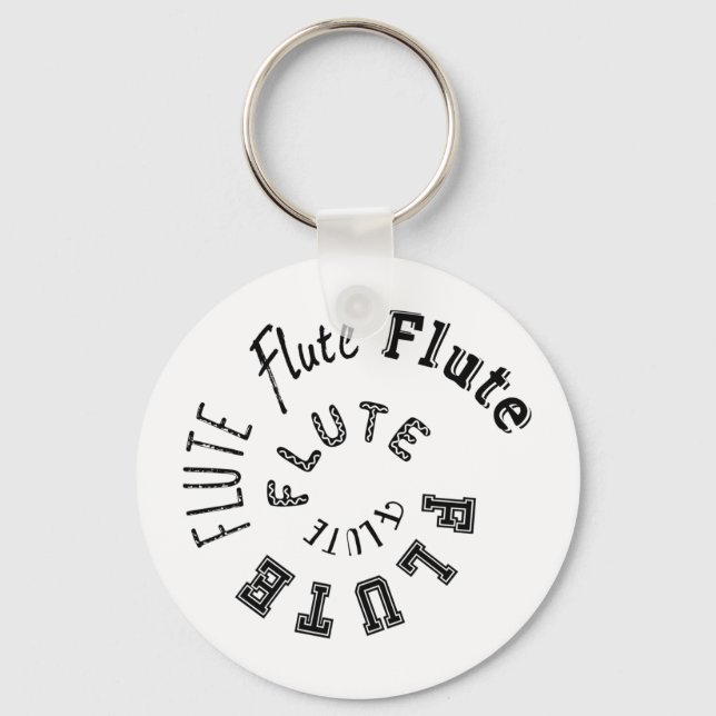 Flute Spiral Text Keychain (Front)
