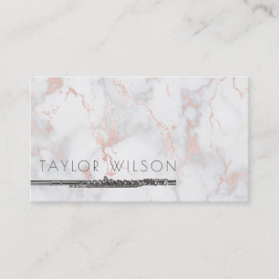 flute teacher marble background business card