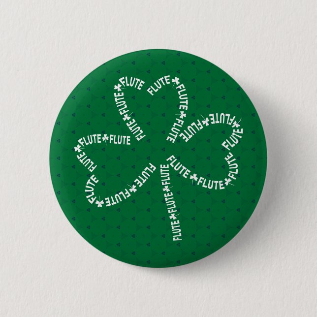 Flute Text Shamrock 2 Inch Round Button (Front)