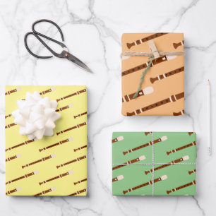 Flute Woodwind Musical Design  Wrapping Paper Sheet