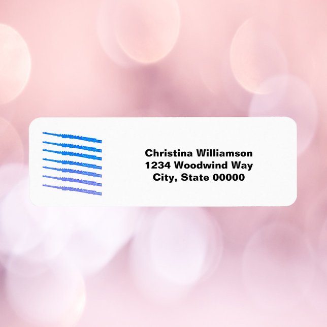 Flutes bleues Personnaliser l'adresse de retour (A return address label with blue flutes and text you can personalize!)