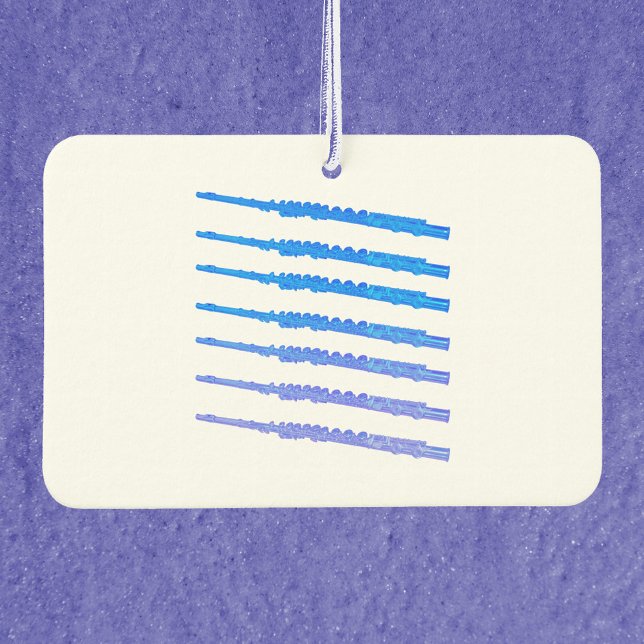 Flutes Pattern Blue Music Air Freshener (An air freshener with a pattern of blue flutes.)
