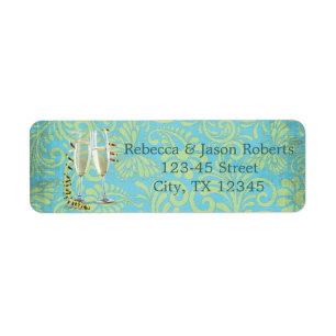 flûtes vintages de champagne or turquoise mariage 
