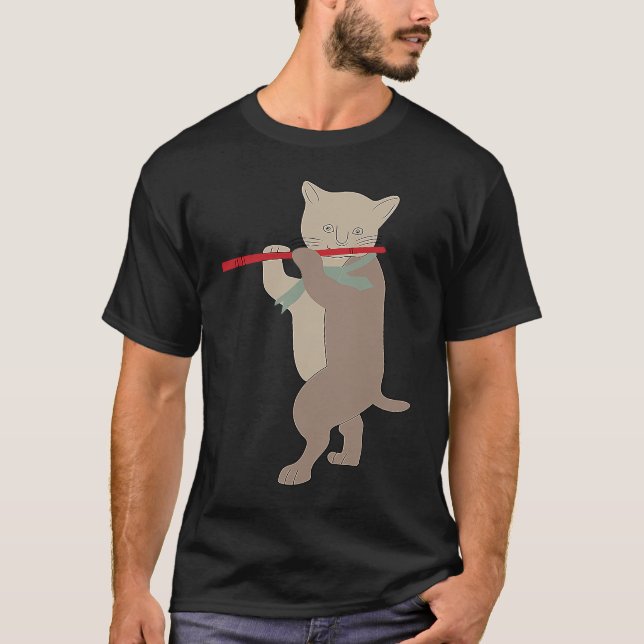 Fluting Cat  Flute  2 T-Shirt (Front)