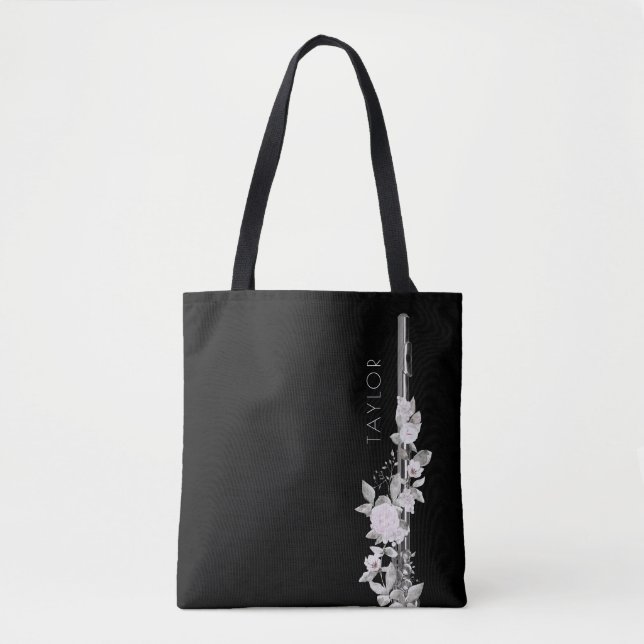 flutist floral decor tote bag (Front)