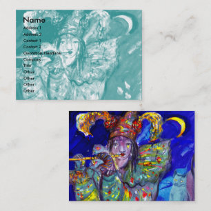 FLUTIST IN BLUE / Venetian Carnival Night Business Card