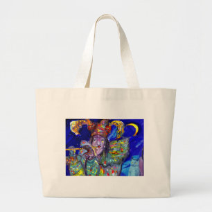 FLUTIST IN BLUE / Venetian Carnival Night Large Tote Bag