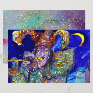 FLUTIST IN BLUE / Venetian Carnival Night Statione Stationery
