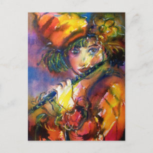 FLUTIST PORTRAIT / Venetian Masquerade Postcard