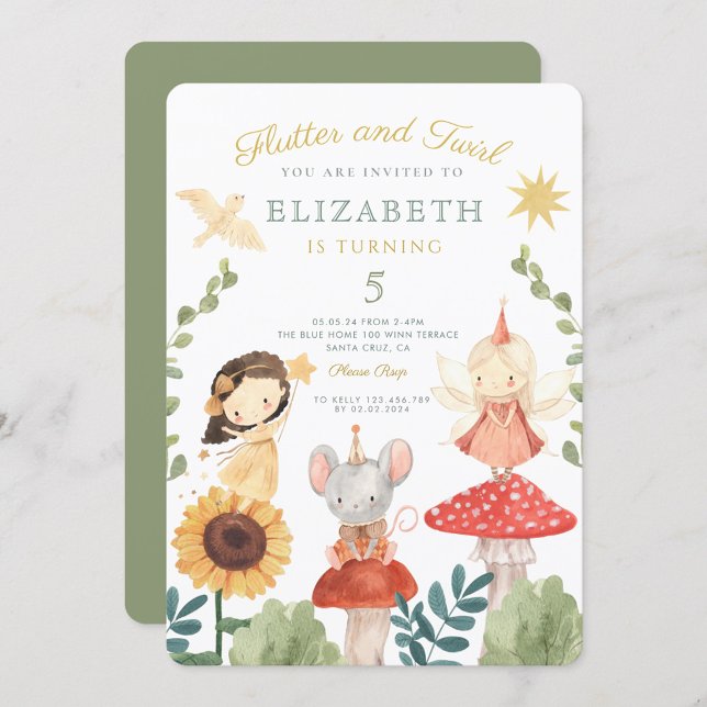Flutter and twirl Enchanted Fairy Birthday Invitation (Creator Uploaded)
