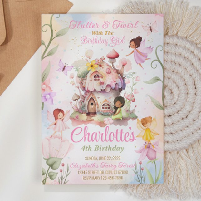 Flutter and Twirl Fairy Birthday Invitation  (Creator Uploaded)
