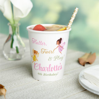 Flutter and Twirl Fairy Birthday Party Cups
