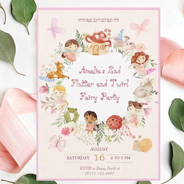 Flutter and Twirl Fairy Garden Birthday Invitation (Creator Uploaded)