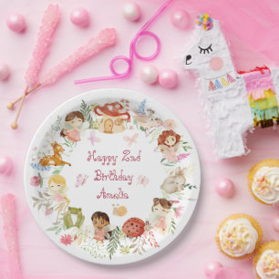 Flutter and Twirl Fairy Garden Birthday Paper Plate