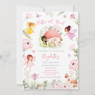 Flutter And Twirl Fairy Girl Birthday Invitation