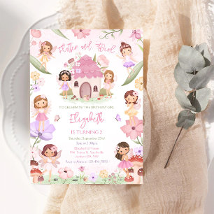 Flutter And Twirl Fairy Girl Birthday Invitation