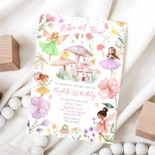 Flutter And Twirl Fairy Girl Birthday Invitation