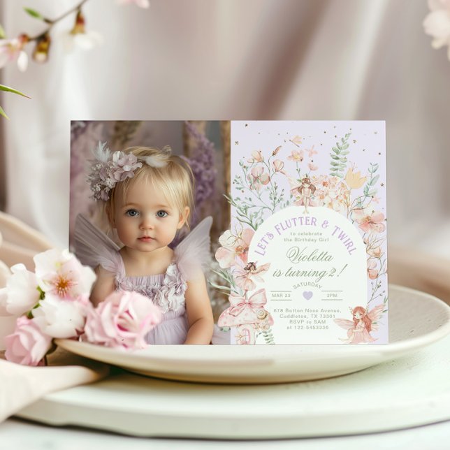 Flutter and Twirl Fairy princess Any Age BIrthday Invitation (Creator Uploaded)