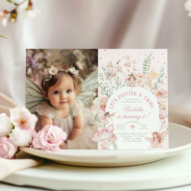Flutter and Twirl Fairy princess Any Age BIrthday Invitation (Creator Uploaded)