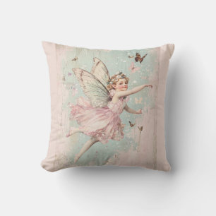 Flutter and Twirl Flower fairy girl Throw Pillow
