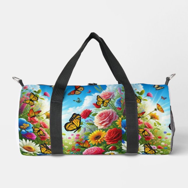 Flutter & Fit Beautiful Butterfly Garden Duffle Bag (Front)