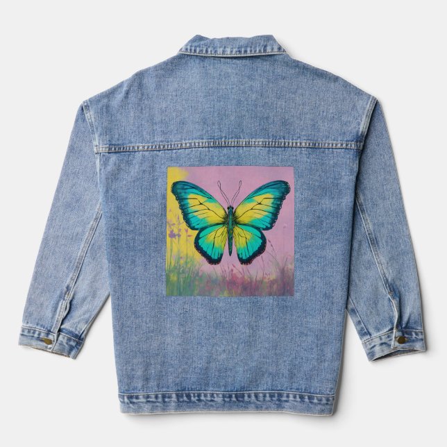 "Flutter in Style" or "Wings of Elegance" Denim Jacket (Back)