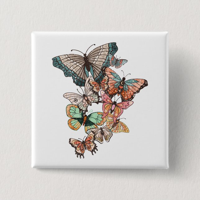 Flutter into Spring  2 Inch Square Button (Front)