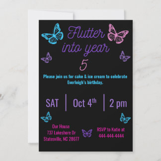 flutter into year 5 invitation