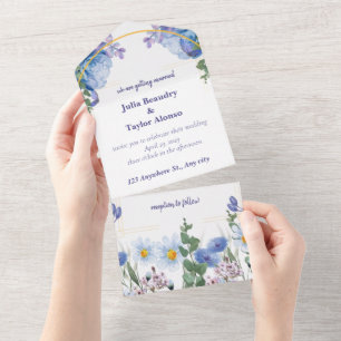 Flutter of Love: Enchanting Blue Butterfly Wedding All In One Invitation