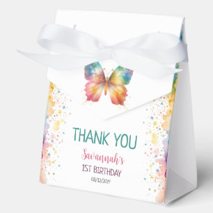 Flutter On Over Rainbow Butterfly 1st Birthday Favor Box