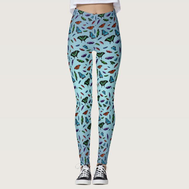 Flutterbies Leggings (Sky Blue Mix) (Front)