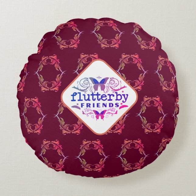 Flutterby Friends Round Pillow (Front)