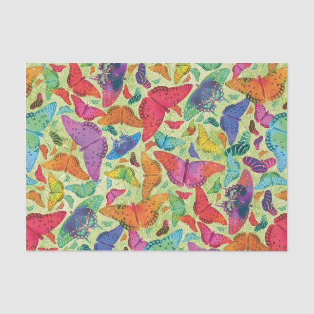 Flutterby Summer Butterflies on Green Tissue Paper (Front)