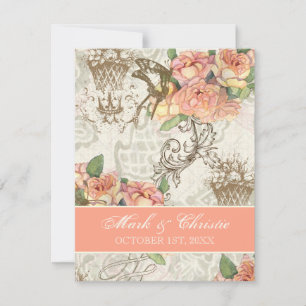 Flutterbyes 'n Roses Elegant Wedding Invitation