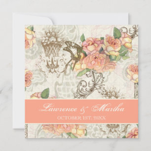 Flutterbyes 'n Roses Elegant Wedding Invitation