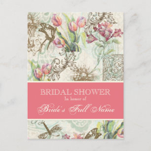 Flutterbyes n Tulip Elegant Bridal Shower Postcard